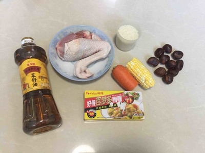 板栗咖喱雞肉蒸飯家常做法大全步驟圖1